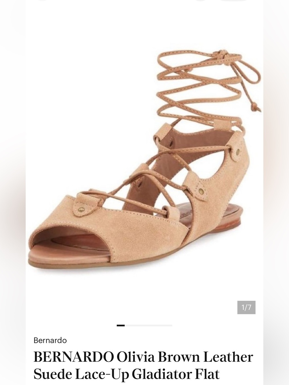 Bernardo Olivia Lace-Up Suede Gladiator Sandals in Tan